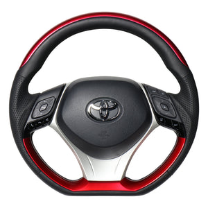 REAL ORIGINAL SERIES SET PLATE TYPE + UNDER PAD SET PEARL RED PLATE & PEARL RED PANEL STEERING + SILVER UNDER PAD BLACK EURO STITCH STEERING WHEEL FOR TOYOTA C-HR 10 50  X10N-RDP-RDP-SLP