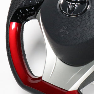 REAL ORIGINAL SERIES SET PLATE TYPE + UNDER PAD SET PEARL RED PLATE & PEARL RED PANEL STEERING + SILVER UNDER PAD BLACK EURO STITCH STEERING WHEEL FOR TOYOTA C-HR 10 50  X10N-RDP-RDP-SLP