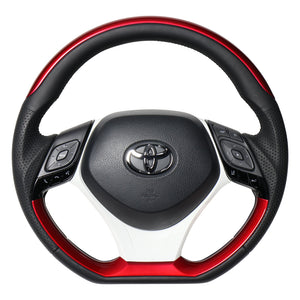 REAL ORIGINAL SERIES SET PLATE TYPE + UNDER PAD SET PEARL RED PLATE & PEARL RED PANEL STEERING + WHITE UNDER PAD BLACK EURO STITCH STEERING WHEEL FOR TOYOTA C-HR 10 50  X10N-RDP-RDP-WHP
