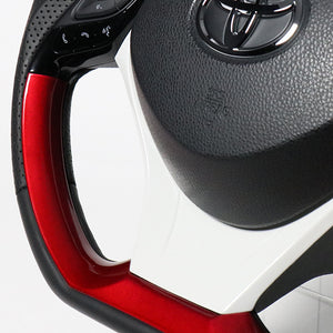 REAL ORIGINAL SERIES SET PLATE TYPE + UNDER PAD SET PEARL RED PLATE & PEARL RED PANEL STEERING + WHITE UNDER PAD BLACK EURO STITCH STEERING WHEEL FOR TOYOTA C-HR 10 50  X10N-RDP-RDP-WHP