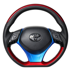 REAL ORIGINAL SERIES SET PLATE TYPE + UNDER PAD SET PEARL RED PLATE & PEARL RED PANEL STEERING + PEARL BLUE UNDER PAD BLACK EURO STITCH STEERING WHEEL FOR TOYOTA C-HR 10 50  X10N-RDP-RDP-BLP