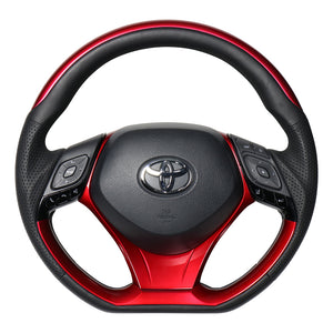 REAL ORIGINAL SERIES SET PLATE TYPE + UNDER PAD SET PEARL RED PLATE & PEARL RED PANEL STEERING + PEARL RED UNDER PAD BLACK EURO STITCH STEERING WHEEL FOR TOYOTA C-HR 10 50  X10N-RDP-RDP-RDP