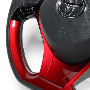 REAL ORIGINAL SERIES SET PLATE TYPE + UNDER PAD SET PEARL RED PLATE & PEARL RED PANEL STEERING + PEARL RED UNDER PAD BLACK EURO STITCH STEERING WHEEL FOR TOYOTA C-HR 10 50  X10N-RDP-RDP-RDP