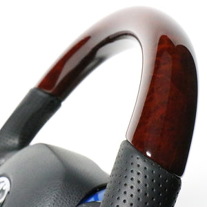 REAL ORIGINAL SERIES SET COMBINATION TYPE + UNDER PAD SET BROWN WOOD STEERING + PEARL BLUE UNDER PAD BLACK EURO STITCH STEERING WHEEL FOR TOYOTA C-HR 10 50  X10-BRW-PBP-BLP