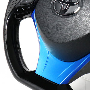 REAL ORIGINAL SERIES SET COMBINATION TYPE + UNDER PAD SET BLACK CARBON STEERING + PEARL BLUE UNDER PAD BLACK EURO STITCH STEERING WHEEL FOR TOYOTA C-HR 10 50  X10-BKC-PBP-BLP