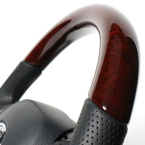 REAL ORIGINAL SERIES SET COMBINATION TYPE + UNDER PAD SET BROWN WOOD STEERING + PIANO BLACK UNDER PAD BLACK EURO STITCH STEERING WHEEL FOR TOYOTA C-HR 10 50  X10-BRW-PBP-PBP