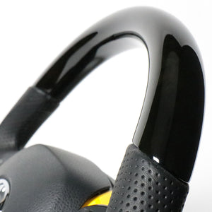 REAL ORIGINAL SERIES SET COMBINATION TYPE + UNDER PAD SET BLACK WOOD STEERING + YELLOW UNDER PAD BLACK EURO STITCH STEERING WHEEL FOR TOYOTA C-HR 10 50  X10-BKW-PBP-YLP