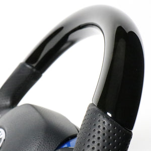 REAL ORIGINAL SERIES SET COMBINATION TYPE + UNDER PAD SET BLACK WOOD STEERING + PEARL BLUE UNDER PAD BLACK EURO STITCH STEERING WHEEL FOR TOYOTA C-HR 10 50  X10-BKW-PBP-BLP