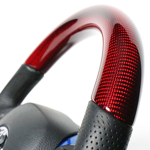 REAL ORIGINAL SERIES SET COMBINATION TYPE + UNDER PAD SET RED CARBON STEERING + PEARL BLUE UNDER PAD BLACK EURO STITCH STEERING WHEEL FOR TOYOTA C-HR 10 50  X10-RDC-PBP-BLP