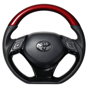 REAL ORIGINAL SERIES SET COMBINATION TYPE + UNDER PAD SET RED CARBON STEERING + PIANO BLACK UNDER PAD BLACK EURO STITCH STEERING WHEEL FOR TOYOTA C-HR 10 50  X10-RDC-PBP-PBP