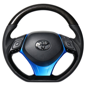 REAL ORIGINAL SERIES SET COMBINATION TYPE + UNDER PAD SET BLACK CARBON STEERING + PEARL BLUE UNDER PAD BLACK EURO STITCH STEERING WHEEL FOR TOYOTA C-HR 10 50  X10-BKC-PBP-BLP