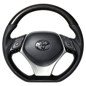 REAL ORIGINAL SERIES SET COMBINATION TYPE + UNDER PAD SET BLACK CARBON STEERING + SILVER UNDER PAD BLACK EURO STITCH STEERING WHEEL FOR TOYOTA C-HR 10 50  X10-BKC-PBP-SLP