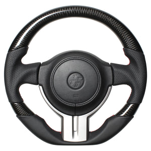 REAL PREMIUM SERIES D SHAPE BLACK CARBON 3C BLACK X RED EURO STITCH STEERING WHEEL FOR TOYOTA 86 ZN6 ZENKI F4-D-BKC-3