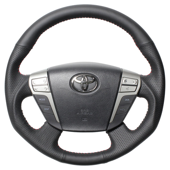 REAL ORIGINAL SERIES ROUND SHAPEALL LEATHER RED STITCH STEERING WHEEL FOR TOYOTA CROWN ATHLETE 200  H20-LPB-RD