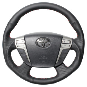 REAL ORIGINAL SERIES ROUND SHAPEALL LEATHER RED STITCH STEERING WHEEL FOR TOYOTA CROWN MAJESTA 200  H20-LPB-RD