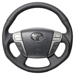 REAL ORIGINAL SERIES ROUND SHAPEALL LEATHER BLACK STITCH STEERING WHEEL FOR TOYOTA ALPHARD 20  H20-LPB-BK