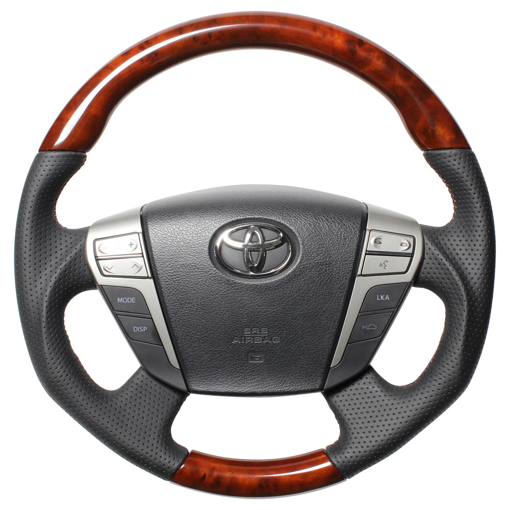 REAL ORIGINAL SERIES ROUND SHAPEMEDIUM BROWN WOOD BROWN EURO STITCH STEERING WHEEL FOR TOYOTA CROWN ATHLETE 200  H20-BRW-BR