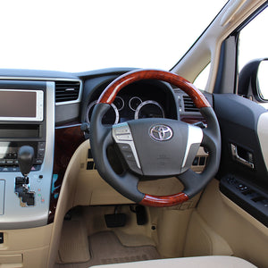 REAL ORIGINAL SERIES ROUND SHAPEMEDIUM BROWN WOOD BROWN EURO STITCH STEERING WHEEL FOR TOYOTA CROWN ATHLETE 200  H20-BRW-BR