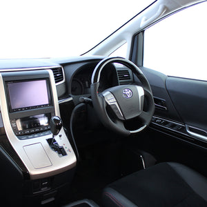 REAL ORIGINAL SERIES ROUND SHAPE54 BLACK WOOD BLACK STITCH STEERING WHEEL FOR TOYOTA CROWN HYBRID 200  H20-GDW-BK