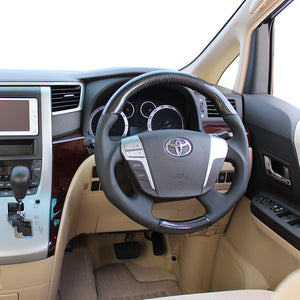 REAL ORIGINAL SERIES ROUND SHAPEBLACK CARBON BLACK EURO STITCH STEERING WHEEL FOR TOYOTA CROWN ATHLETE 200  H20-BKC-BK