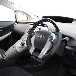 REAL PREMIUM SERIES OVAL SHAPE BLACK WOOD BLUE X SILVER EURO STITCH STEERING WHEEL FOR DAIHATSU MOBIUS ZVW41N  30-BS-BKW