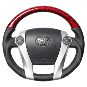 REAL PREMIUM SERIES OVAL SHAPE RED CARBON RED X BLACK EURO STITCH STEERING WHEEL FOR TOYOTA AQUA GR SPORT 10 NOT 17-INCH PACKAGE  30-BS-RDC-RD