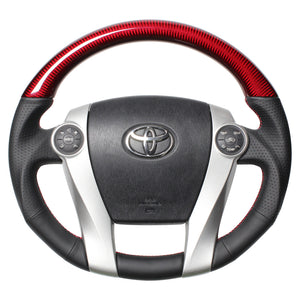 REAL PREMIUM SERIES OVAL SHAPE RED CARBON RED X BLACK EURO STITCH STEERING WHEEL FOR DAIHATSU MOBIUS ZVW41N  30-BS-RDC-RD