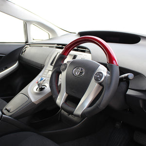 REAL PREMIUM SERIES OVAL SHAPE RED CARBON RED X BLACK EURO STITCH STEERING WHEEL FOR DAIHATSU MOBIUS ZVW41N  30-BS-RDC-RD