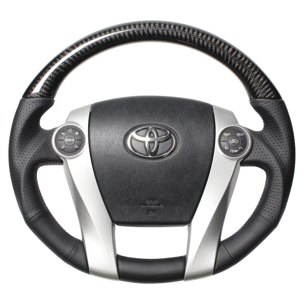 REAL PREMIUM SERIES OVAL SHAPE BLACK CARBON BLUE X SILVER EURO STITCH STEERING WHEEL FOR DAIHATSU MOBIUS ZVW41N  30-BS-BKC
