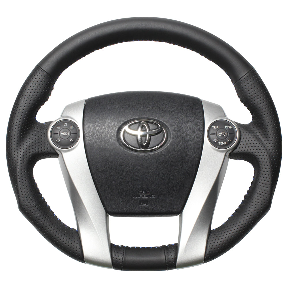 REAL ORIGINAL SERIES OVAL SHAPE ALL LEATHER BLUE STITCH STEERING WHEEL FOR DAIHATSU MOBIUS ZVW41N  30-2-LPB