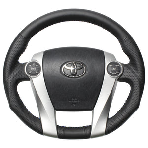 REAL ORIGINAL SERIES OVAL SHAPE ALL LEATHER BLUE STITCH STEERING WHEEL FOR TOYOTA PRIUS 30  30-2-LPB