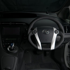REAL ORIGINAL SERIES OVAL SHAPE ALL LEATHER BLUE STITCH STEERING WHEEL FOR TOYOTA PRIUS 30  30-2-LPB