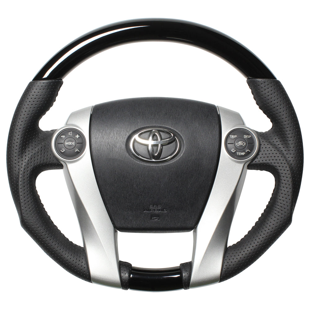 REAL ORIGINAL SERIES OVAL SHAPE PIANO BLACK BLACK STITCH STEERING WHEEL FOR DAIHATSU MOBIUS ZVW41N  30-2-PBW