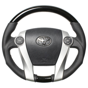 REAL ORIGINAL SERIES OVAL SHAPE BLACK WOOD BLACK STITCH STEERING WHEEL FOR DAIHATSU MOBIUS ZVW41N  30-2-BKW