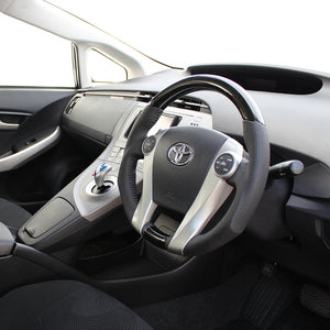 REAL ORIGINAL SERIES OVAL SHAPE BLACK WOOD BLACK STITCH STEERING WHEEL FOR TOYOTA PRIUS 30  30-2-BKW