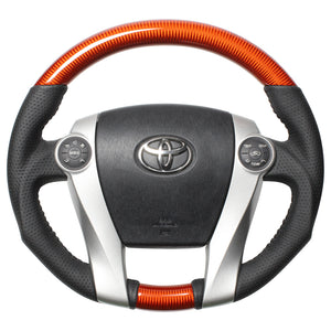 REAL ORIGINAL SERIES OVAL SHAPE ORANGE CARBON BLACK STITCH STEERING WHEEL FOR TOYOTA AQUA GR SPORT 10 NOT 17-INCH PACKAGE  30-2-ORC