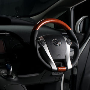 REAL ORIGINAL SERIES OVAL SHAPE ORANGE CARBON BLACK STITCH STEERING WHEEL FOR TOYOTA PRIUS 30  30-2-ORC