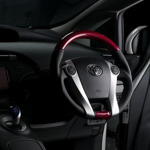REAL ORIGINAL SERIES OVAL SHAPE RED CARBON BLACK STITCH STEERING WHEEL FOR TOYOTA PRIUS PHV 30  30-2-RC