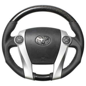 REAL ORIGINAL SERIES OVAL SHAPE BLACK CARBON BLACK STITCH STEERING WHEEL FOR TOYOTA AQUA GR SPORT 10 NOT 17-INCH PACKAGE  30-2-BKC