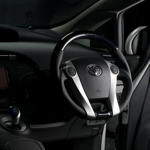 REAL ORIGINAL SERIES OVAL SHAPE BLACK CARBON BLACK STITCH STEERING WHEEL FOR DAIHATSU MOBIUS ZVW41N  30-2-BKC