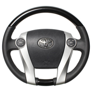 REAL ORIGINAL SERIES OVAL SHAPE PEARL BLACK BLACK STITCH STEERING WHEEL FOR TOYOTA PRIUS 30  30-1-BKP