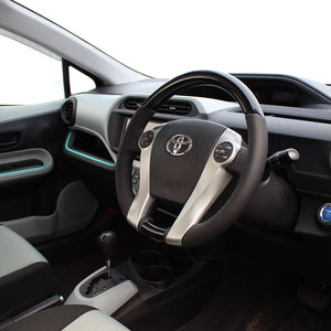REAL ORIGINAL SERIES OVAL SHAPE PEARL BLACK BLACK STITCH STEERING WHEEL FOR TOYOTA PRIUS 30  30-1-BKP