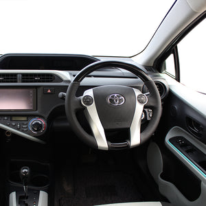 REAL ORIGINAL SERIES OVAL SHAPE PEARL BLACK BLACK STITCH STEERING WHEEL FOR TOYOTA PRIUS 30  30-1-BKP