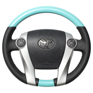 REAL ORIGINAL SERIES OVAL SHAPE COOL BLUE BLACK STITCH STEERING WHEEL FOR TOYOTA PRIUS 30  30-1-BLP