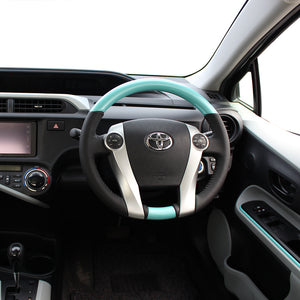 REAL ORIGINAL SERIES OVAL SHAPE COOL BLUE BLACK STITCH STEERING WHEEL FOR TOYOTA AQUA GR SPORT 10 NOT 17-INCH PACKAGE  30-1-BLP