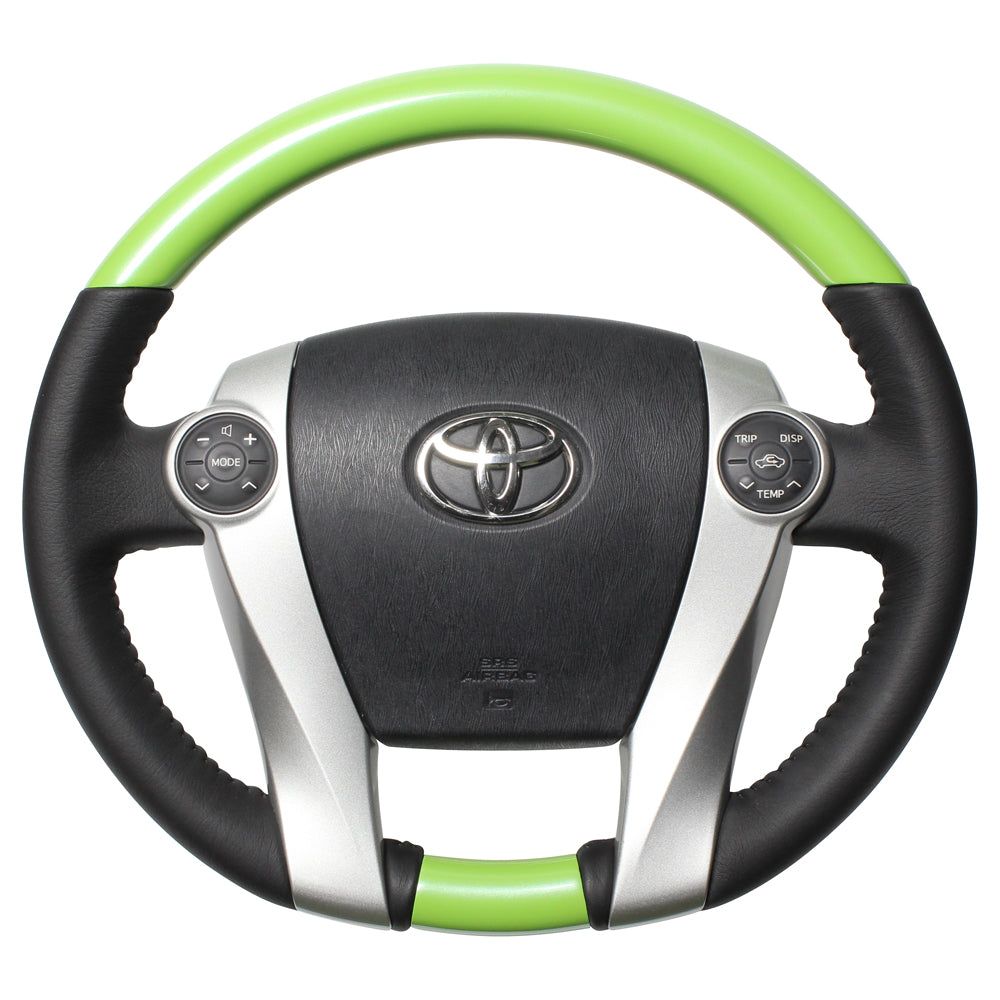 REAL ORIGINAL SERIES OVAL SHAPE FRESH GREEN BLACK STITCH STEERING WHEEL FOR TOYOTA AQUA GR SPORT 10 NOT 17-INCH PACKAGE  30-1-GRP