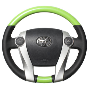 REAL ORIGINAL SERIES OVAL SHAPE FRESH GREEN BLACK STITCH STEERING WHEEL FOR TOYOTA AQUA NHP10  30-1-GRP