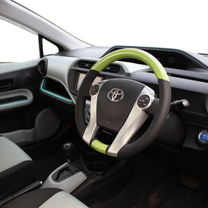 REAL ORIGINAL SERIES OVAL SHAPE FRESH GREEN BLACK STITCH STEERING WHEEL FOR TOYOTA PRIUS Α 40  30-1-GRP