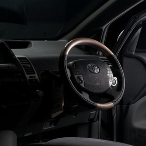 REAL ORIGINAL SERIES OVAL SHAPE CHAMPAGNE WOOD BLACK STITCH STEERING WHEEL FOR TOYOTA PRIUS EX 20  20-1-SW