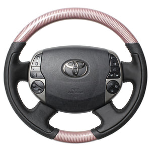 REAL ORIGINAL SERIES OVAL SHAPE PINK CARBON BLACK STITCH STEERING WHEEL FOR TOYOTA PRIUS 20  20-1-PC
